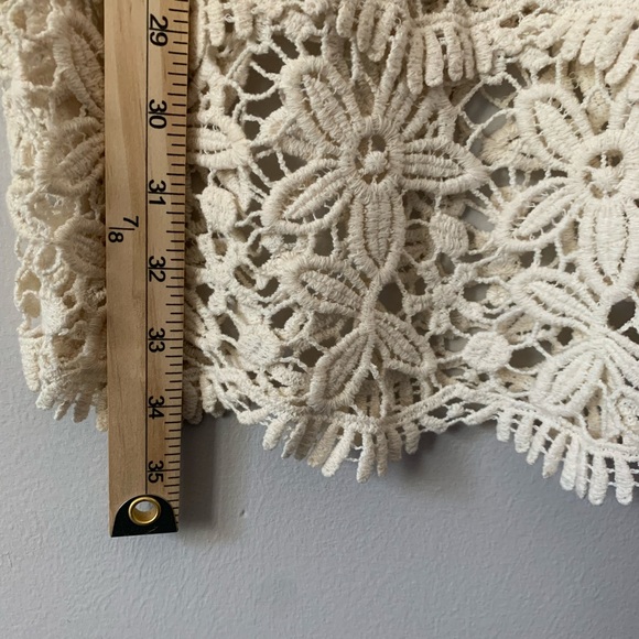 Solitaire Cream Crochet Boho Cottage Swim Coverup Sheer Dress Cotton Medium - Picture 8 of 8